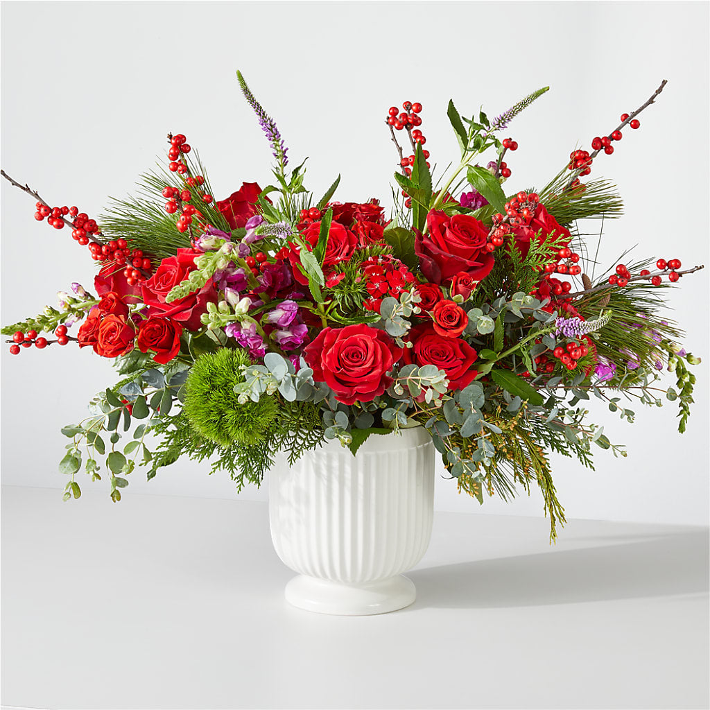 Big Red Bow Bouquet – Tinys Flowers, Lansing IL