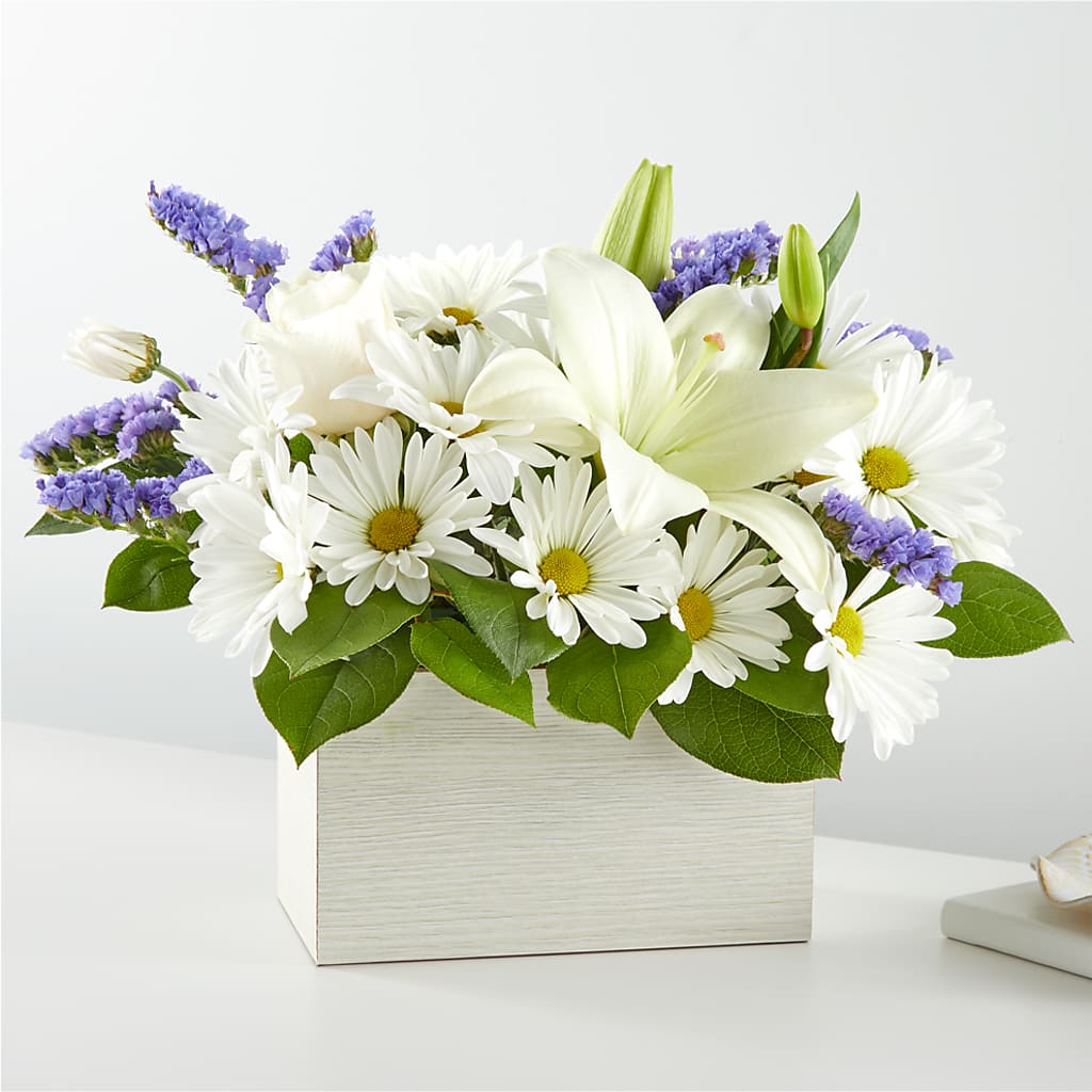 Beyond Blue Box Bouquet – Tinys Flowers, Lansing IL