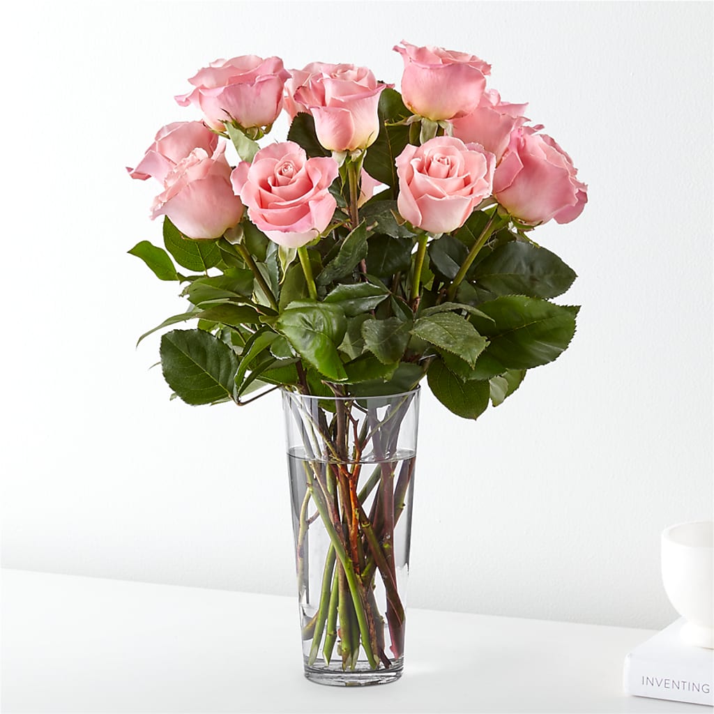 Long Stem Pink Rose Bouquet – Tinys Flowers, Lansing IL