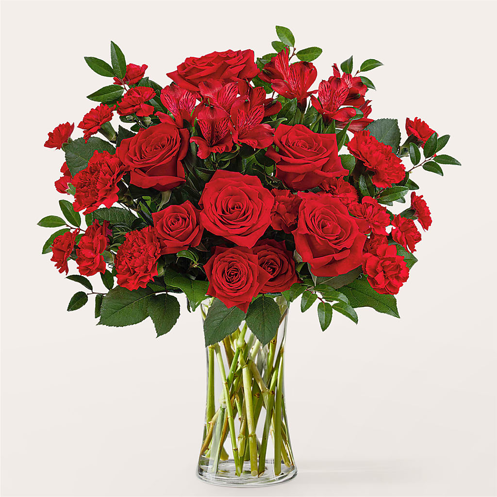 Brilliant Ruby Bouquet – Tinys Flowers, Lansing IL