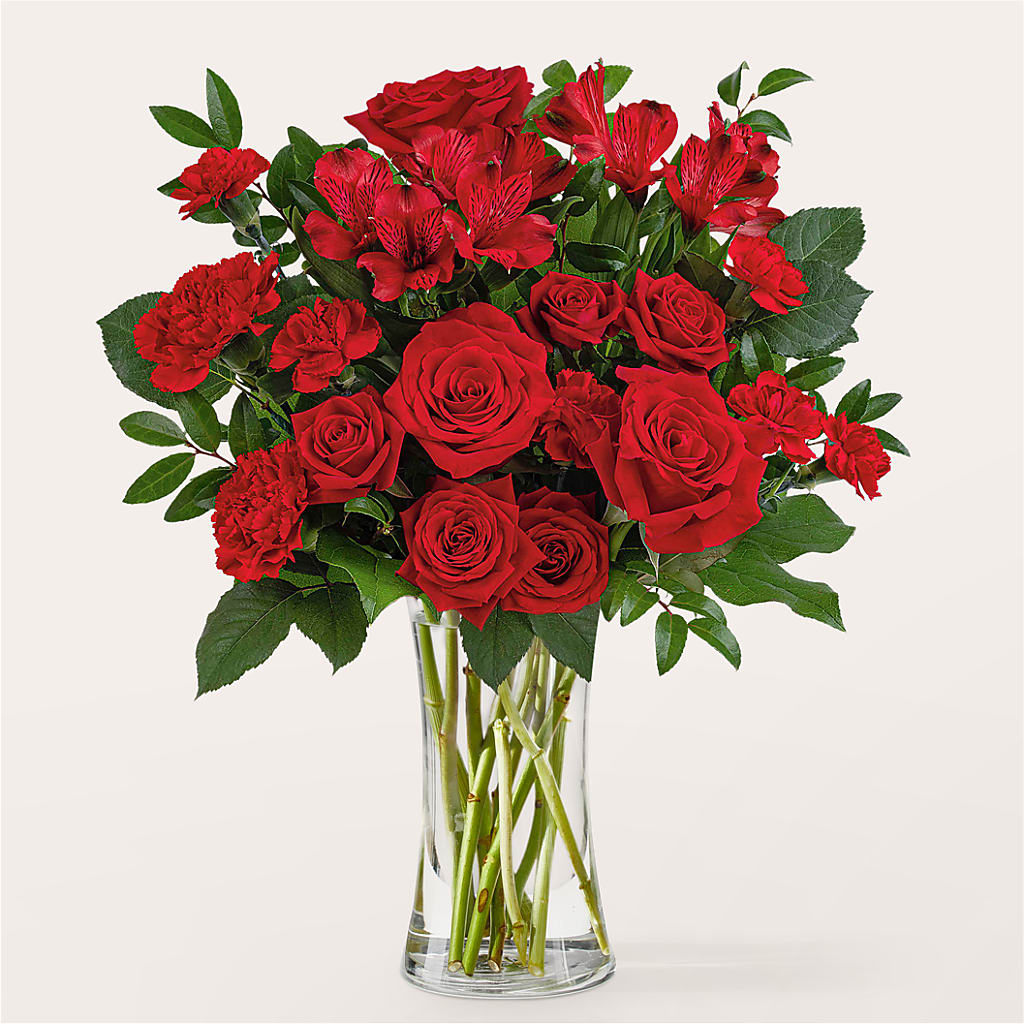 Brilliant Ruby Bouquet – Tinys Flowers, Lansing IL