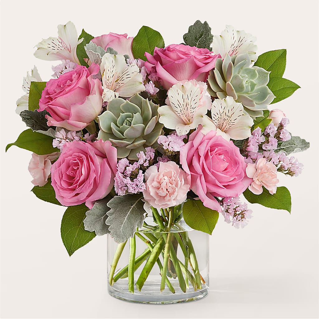 Dusty Rose Bouquet – Tinys Flowers, Lansing IL