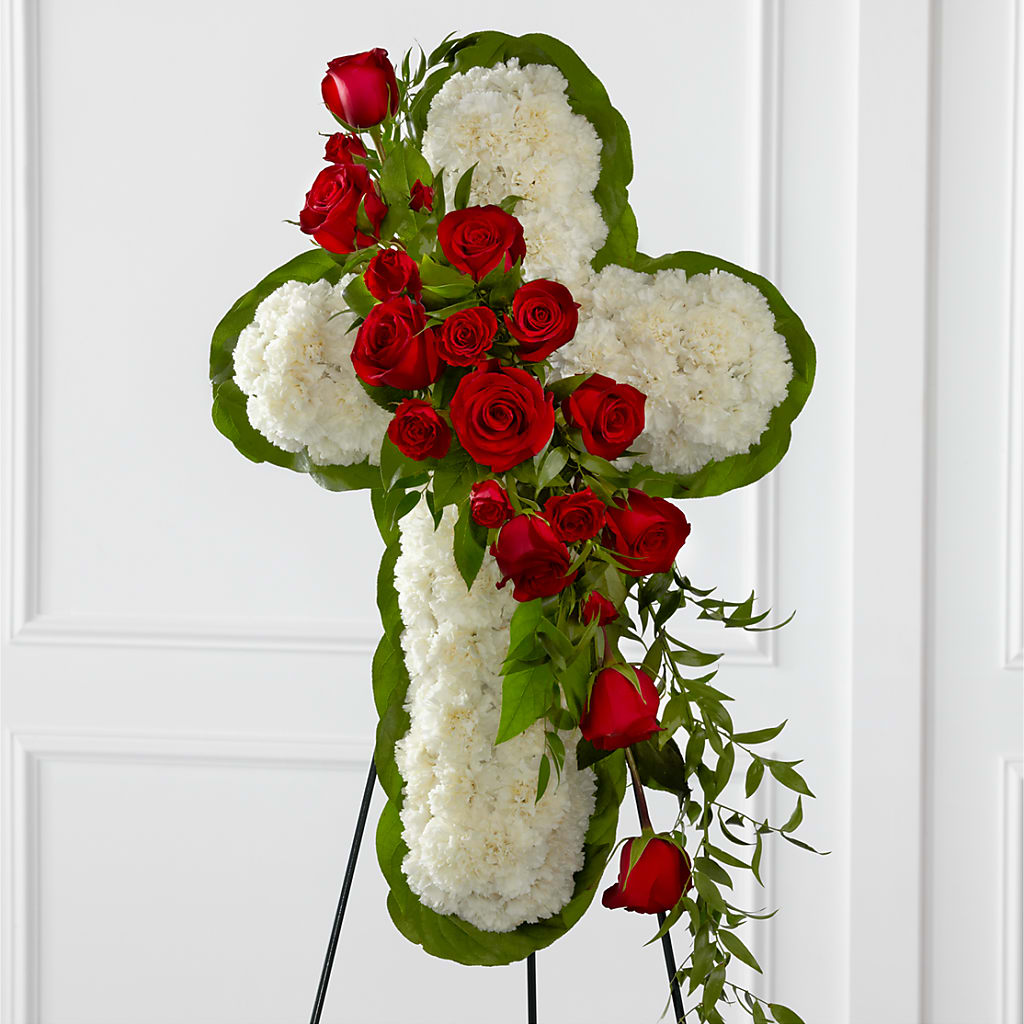 Floral Cross Easel – Tinys Flowers, Lansing IL