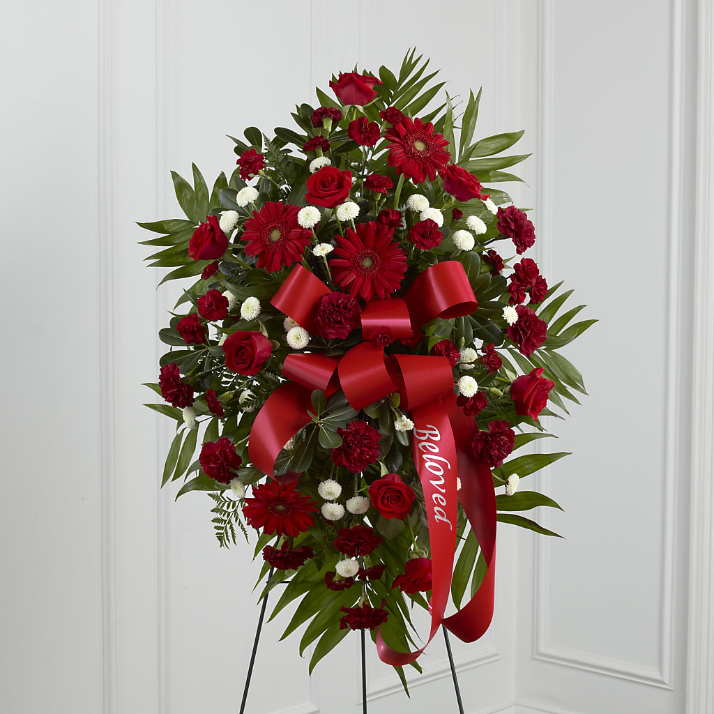 Treasured Memories Standing Spray – Tinys Flowers, Lansing IL