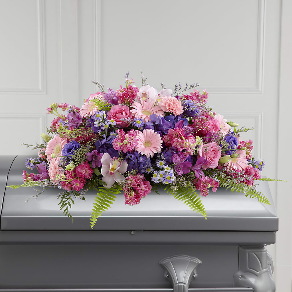 Glorious Garden Casket Spray – Tinys Flowers, Lansing IL