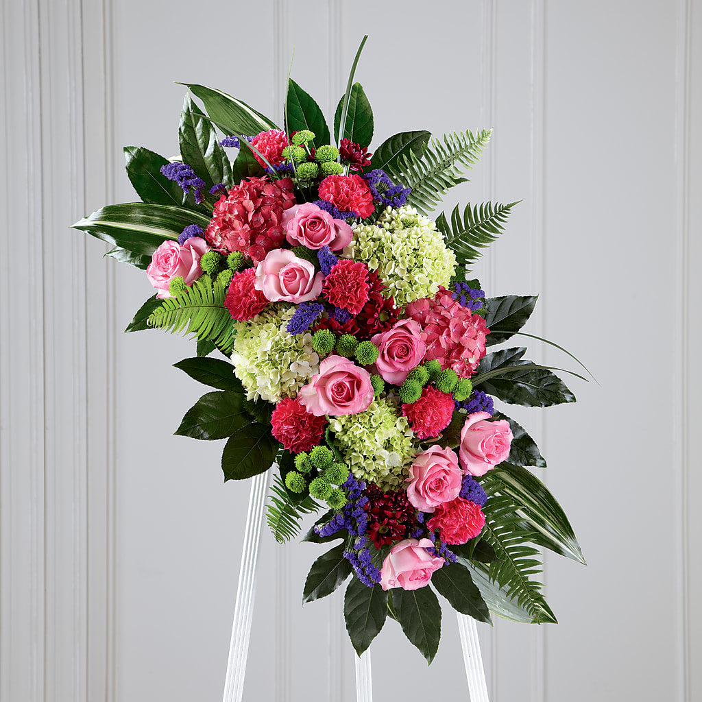 Refreshing Mix Standing Spray – Tinys Flowers, Lansing IL