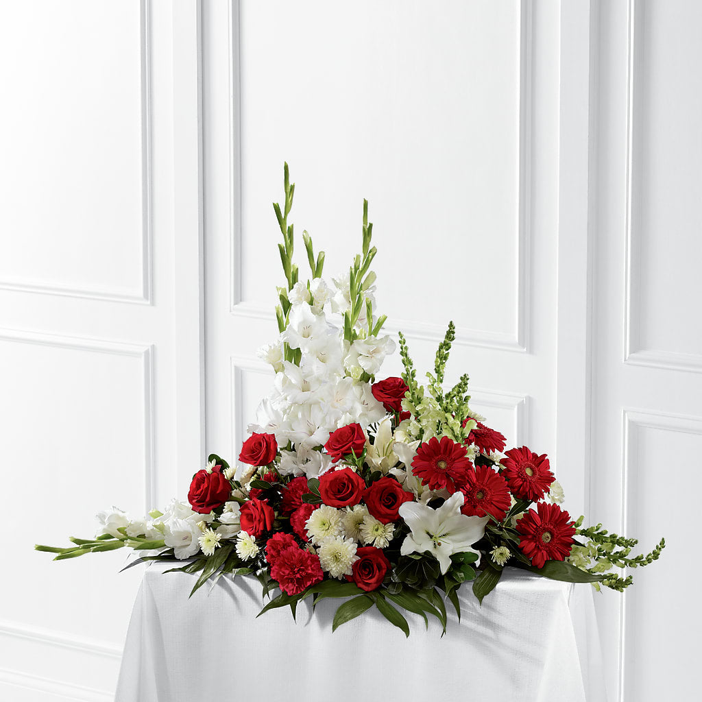 Crimson & White Arrangement – Tinys Flowers, Lansing IL
