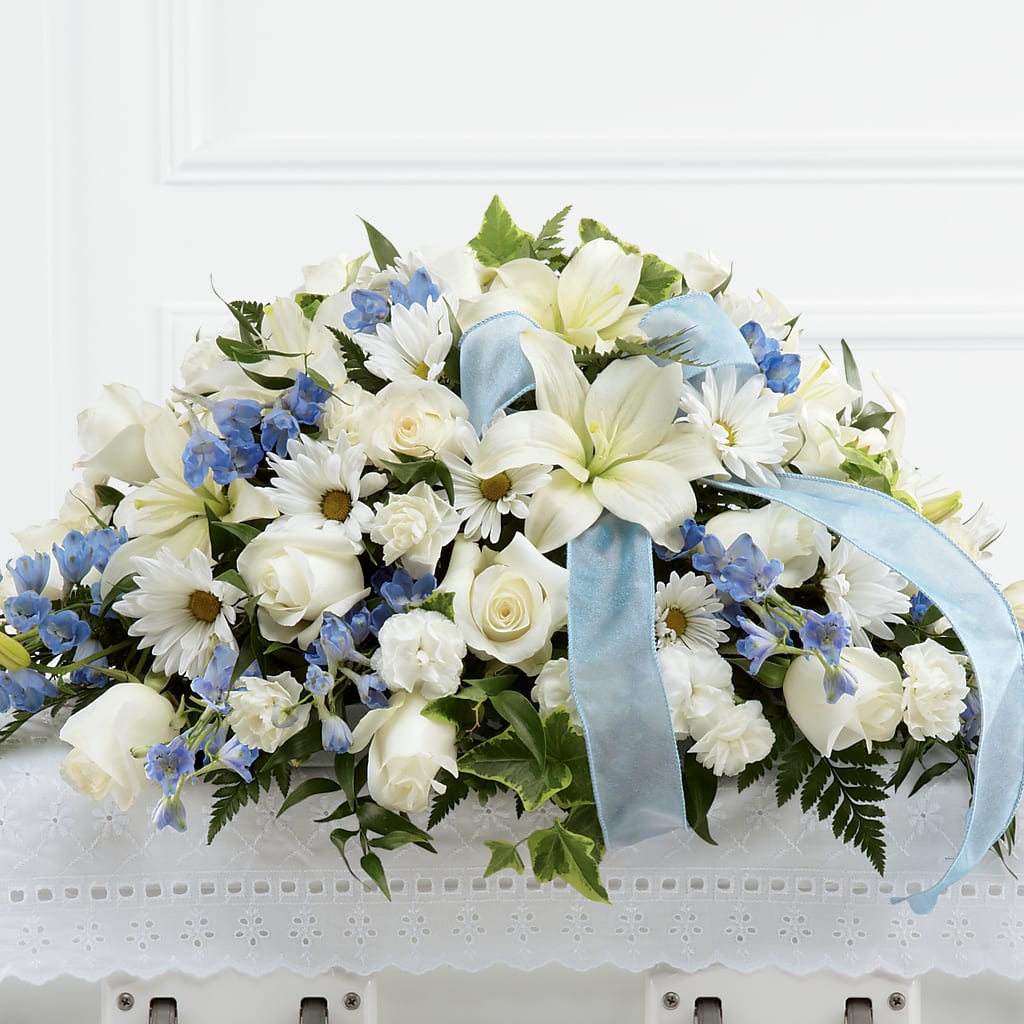 Tender Treasure Casket Spray – Tinys Flowers, Lansing IL