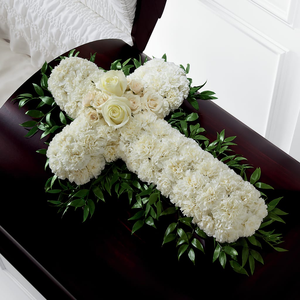 Peaceful Memories Casket Spray (Standard) – Tinys Flowers, Lansing IL