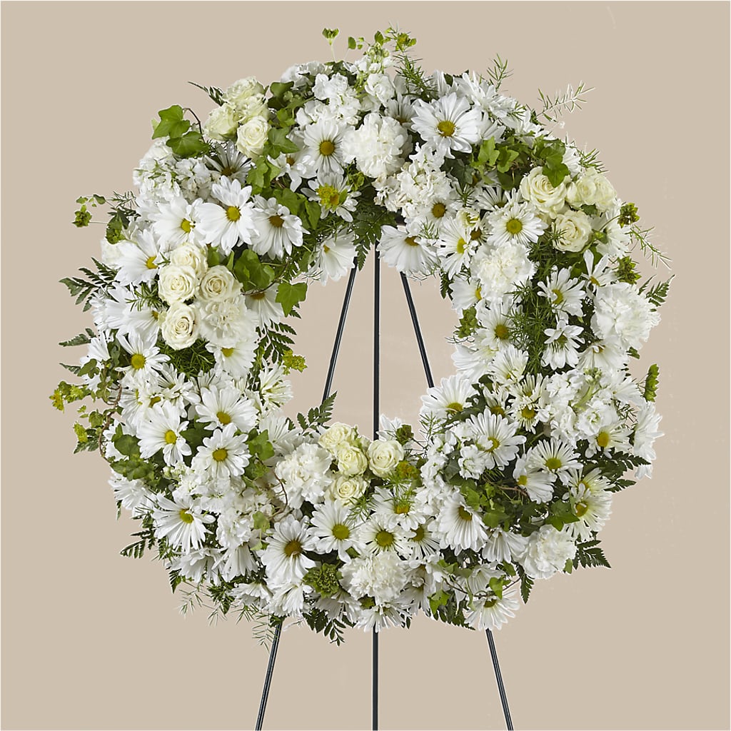 Faithful Wishes Wreath – Tinys Flowers, Lansing IL