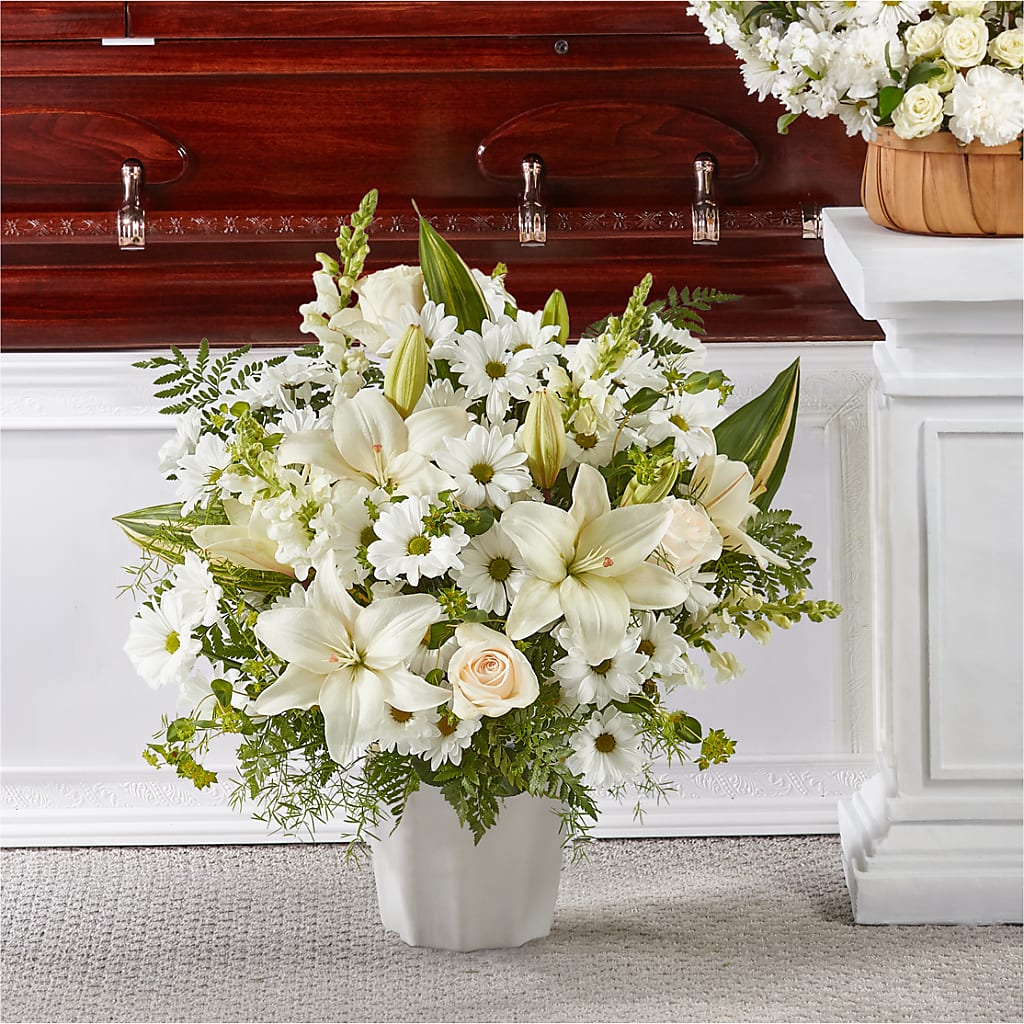 Thoughts of Tranquility Floor Basket – Tinys Flowers, Lansing IL