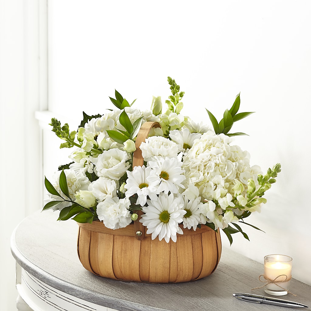 Pure Ivory Basket – Tinys Flowers, Lansing IL