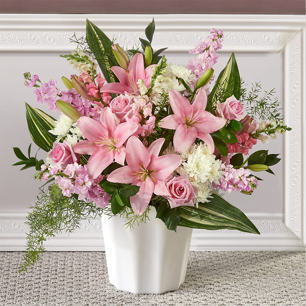 Simply Serene Floor Basket – Tinys Flowers, Lansing IL