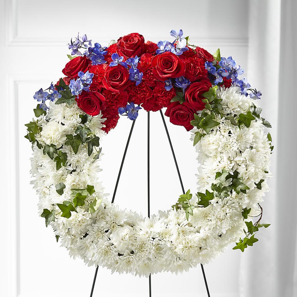 Patriotic Passion Wreath – Tinys Flowers, Lansing IL
