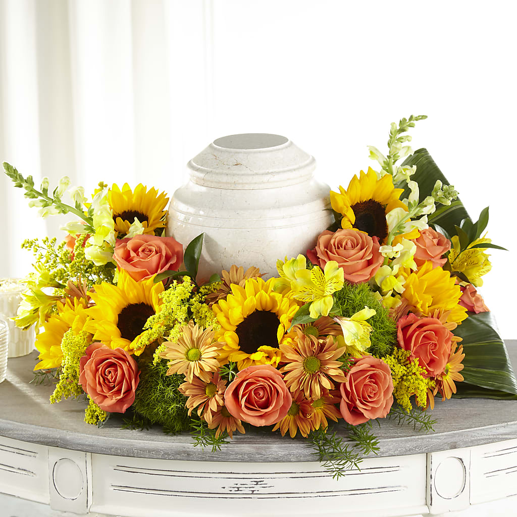 Faithful Sunflower Cremation Adornment – Tinys Flowers, Lansing IL