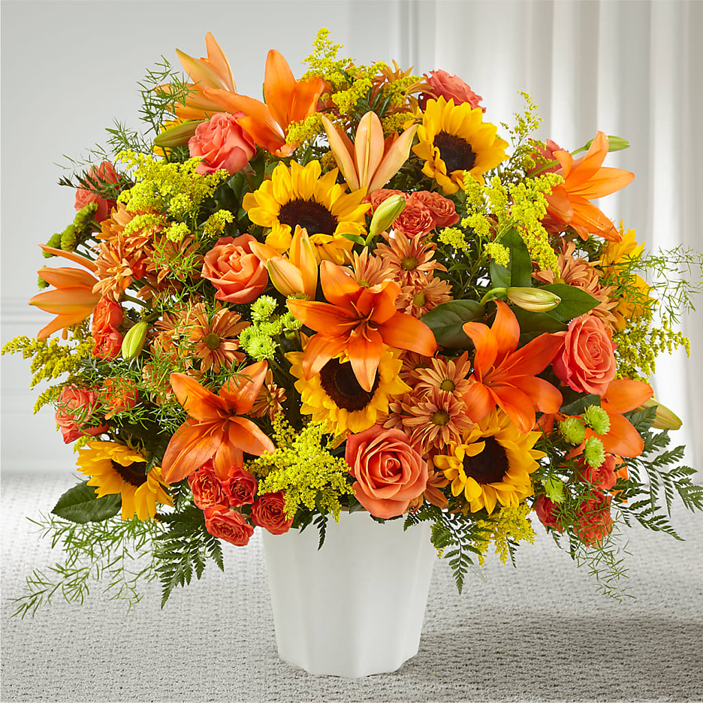 Harvest Thoughts Floor Basket – Tinys Flowers, Lansing IL