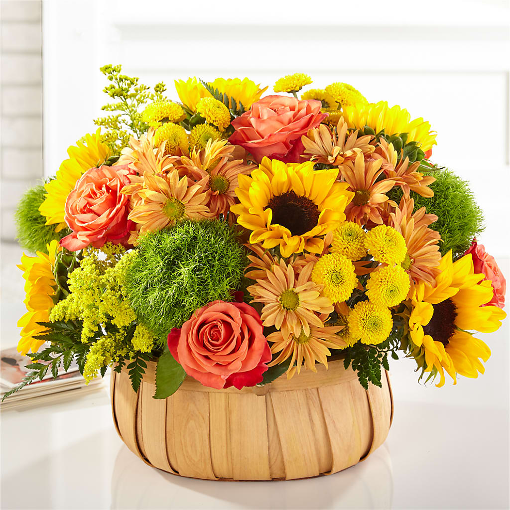 Harvest Sunflower Basket – Tinys Flowers, Lansing IL