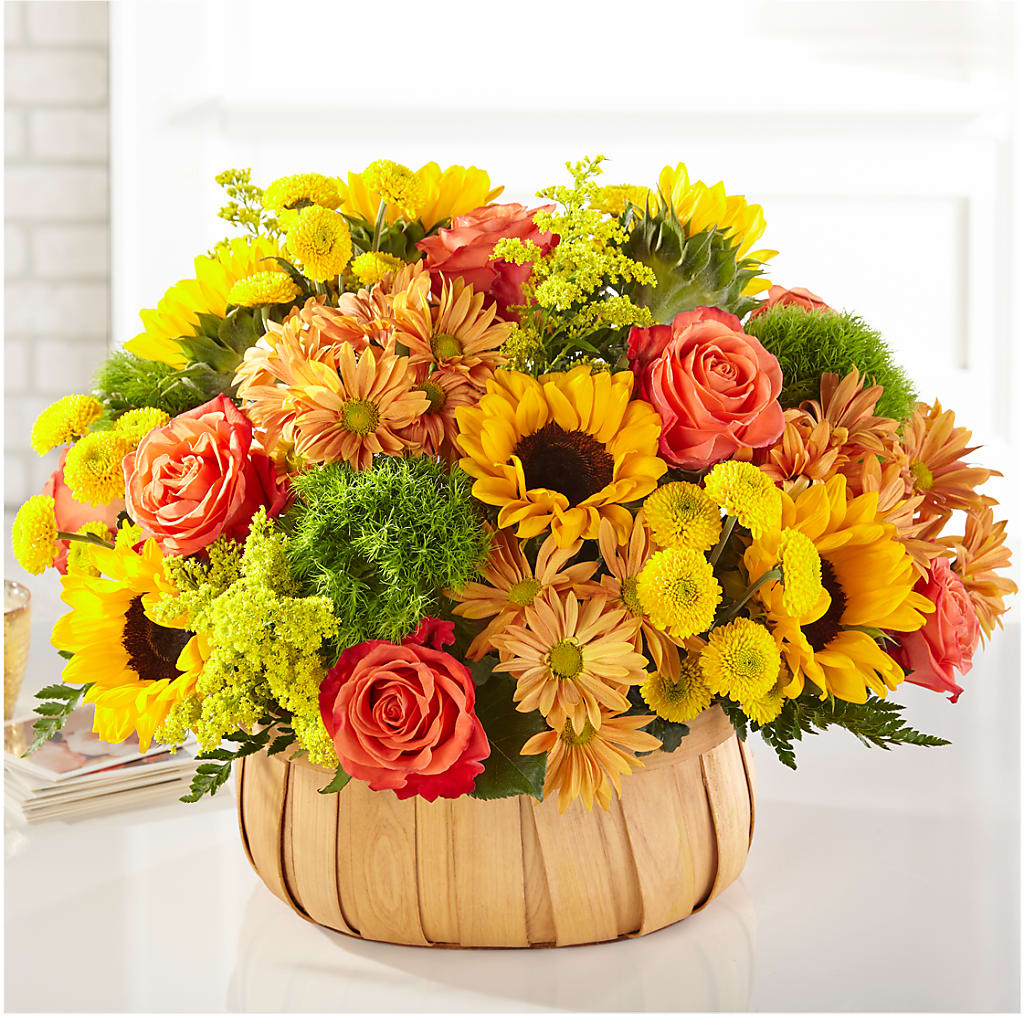 Harvest Sunflower Basket – Tinys Flowers, Lansing IL