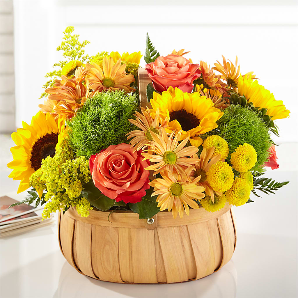 Harvest Sunflower Basket – Tinys Flowers, Lansing IL