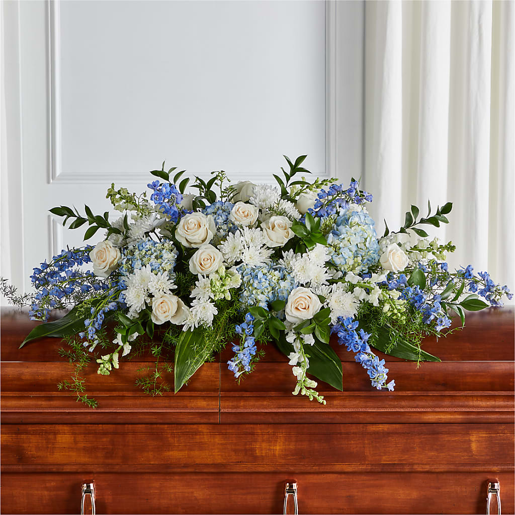 Timeless Essence Casket Spray – Tinys Flowers, Lansing IL