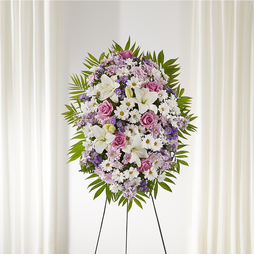 Surrounded by Love Standing Spray – Tinys Flowers, Lansing IL