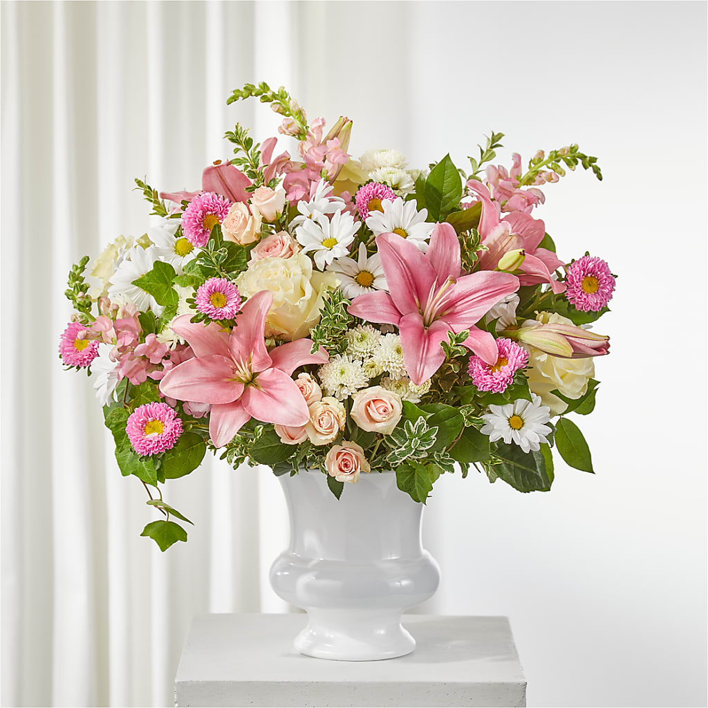 Empathetic Blooms Urn Arrangement – Tinys Flowers, Lansing IL