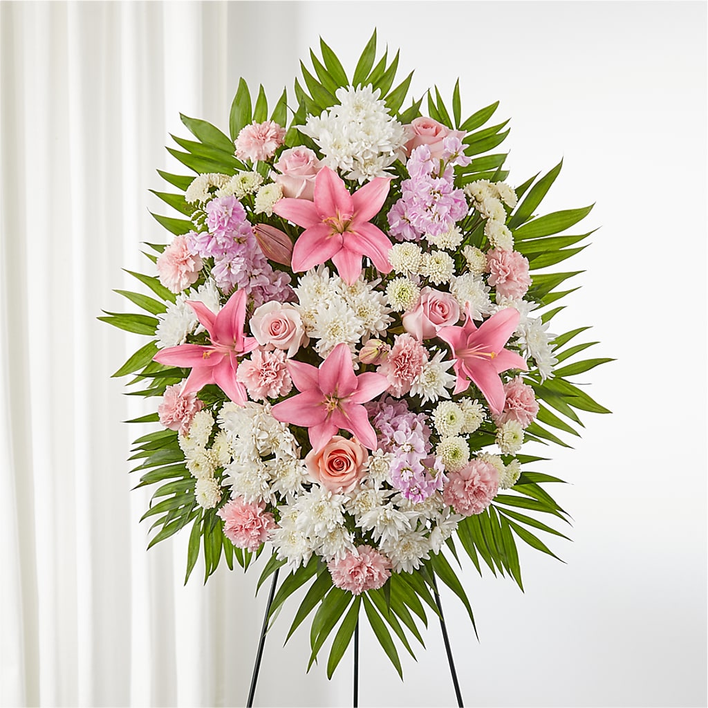 Offering Solace Standing Spray – Tinys Flowers, Lansing IL