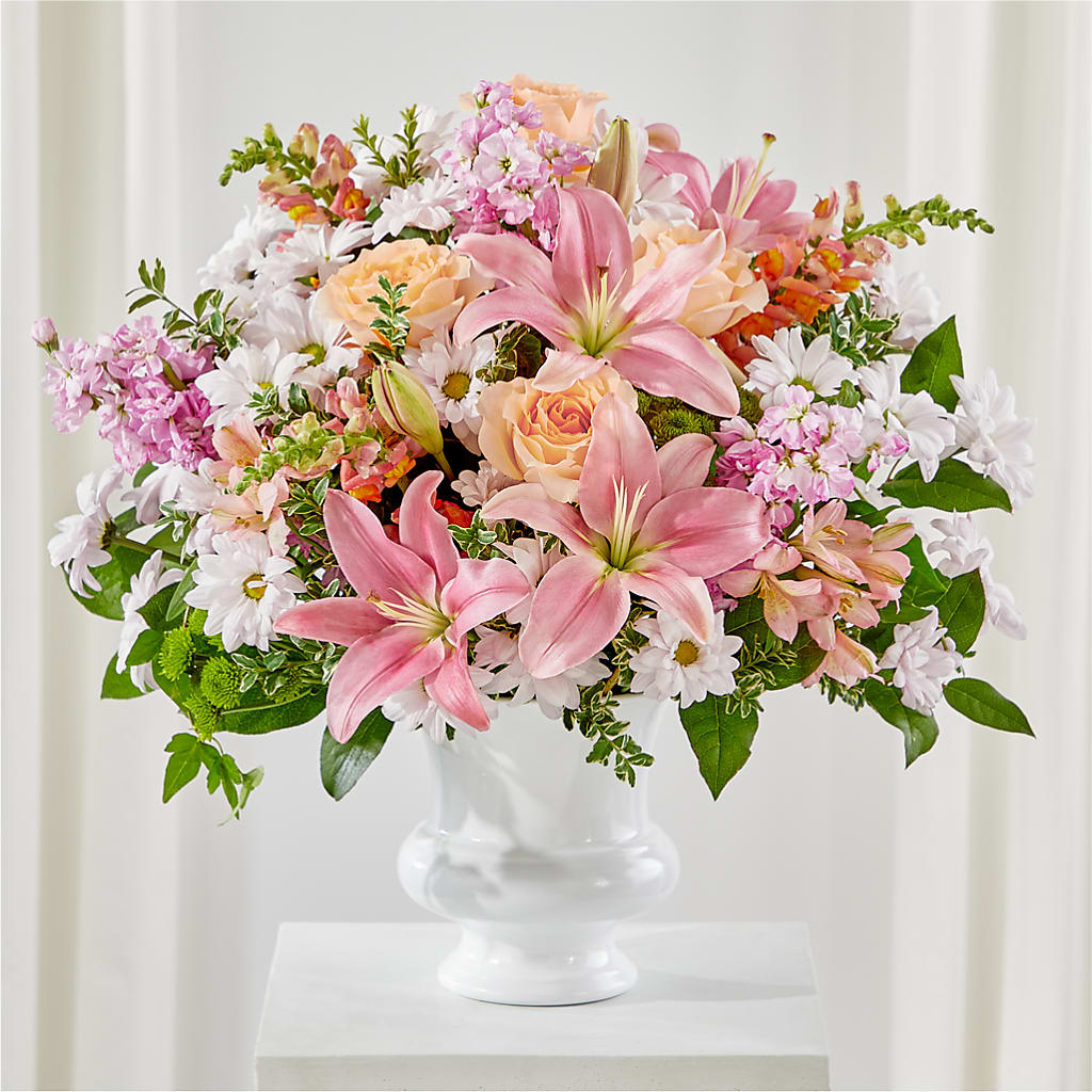 Heartfelt Gesture Urn Arrangement – Tinys Flowers, Lansing IL