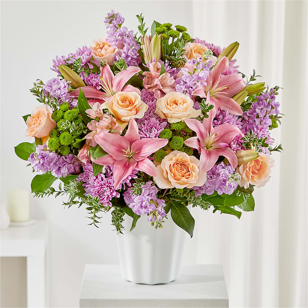 Supportive Embrace Tabletop Basket – Tinys Flowers, Lansing IL