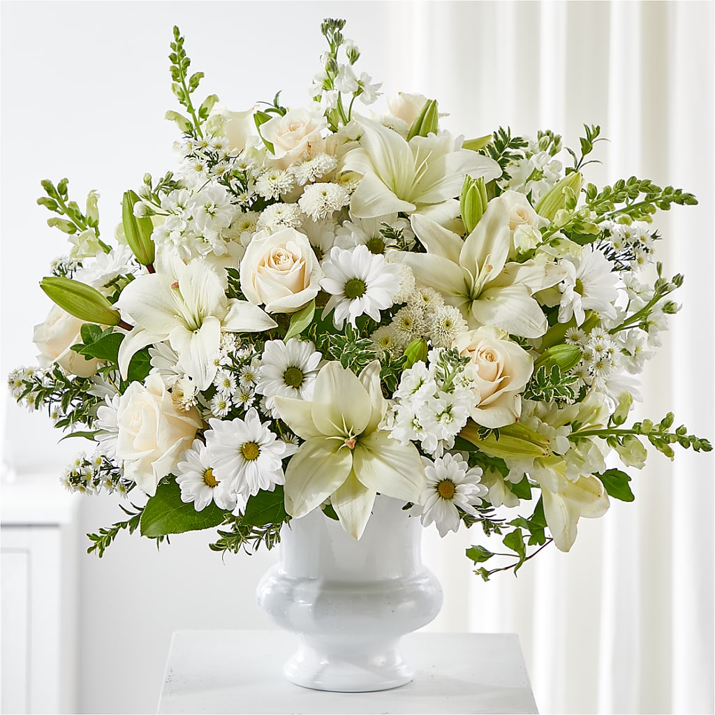 Uplifting Urn Arrangement – Tinys Flowers, Lansing IL