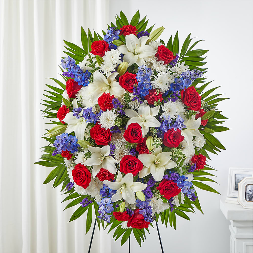 Cherished Service Standing Spray – Tinys Flowers, Lansing IL