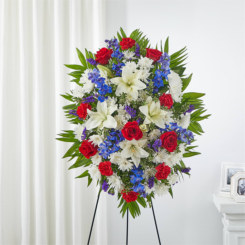 Cherished Service Standing Spray – Tinys Flowers, Lansing IL