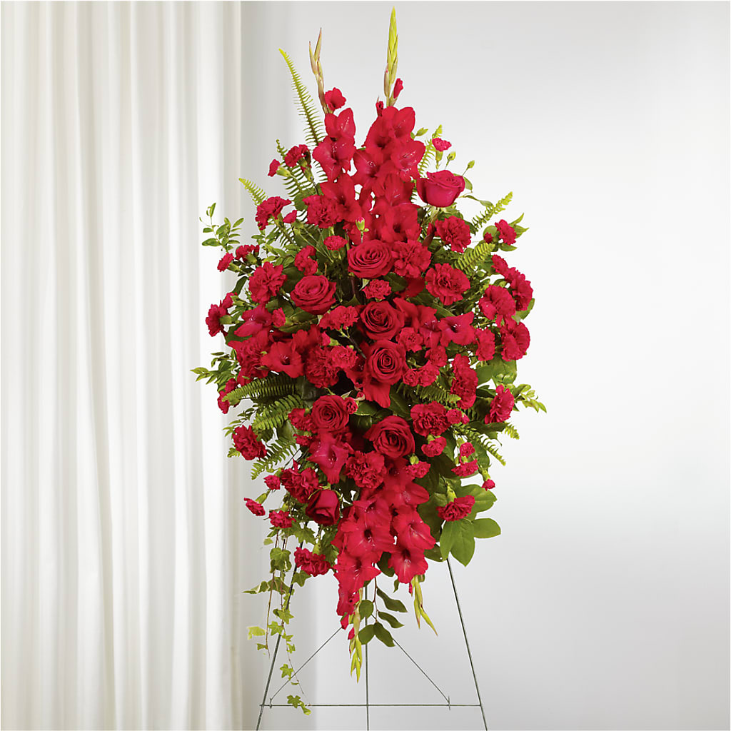 From the Heart Standing Spray – Tinys Flowers, Lansing IL