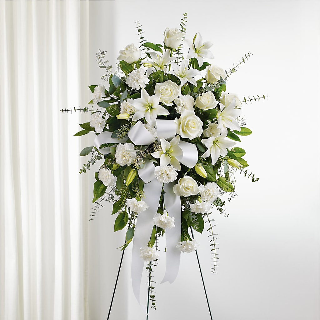 With Care Standing Spray – Tinys Flowers, Lansing IL