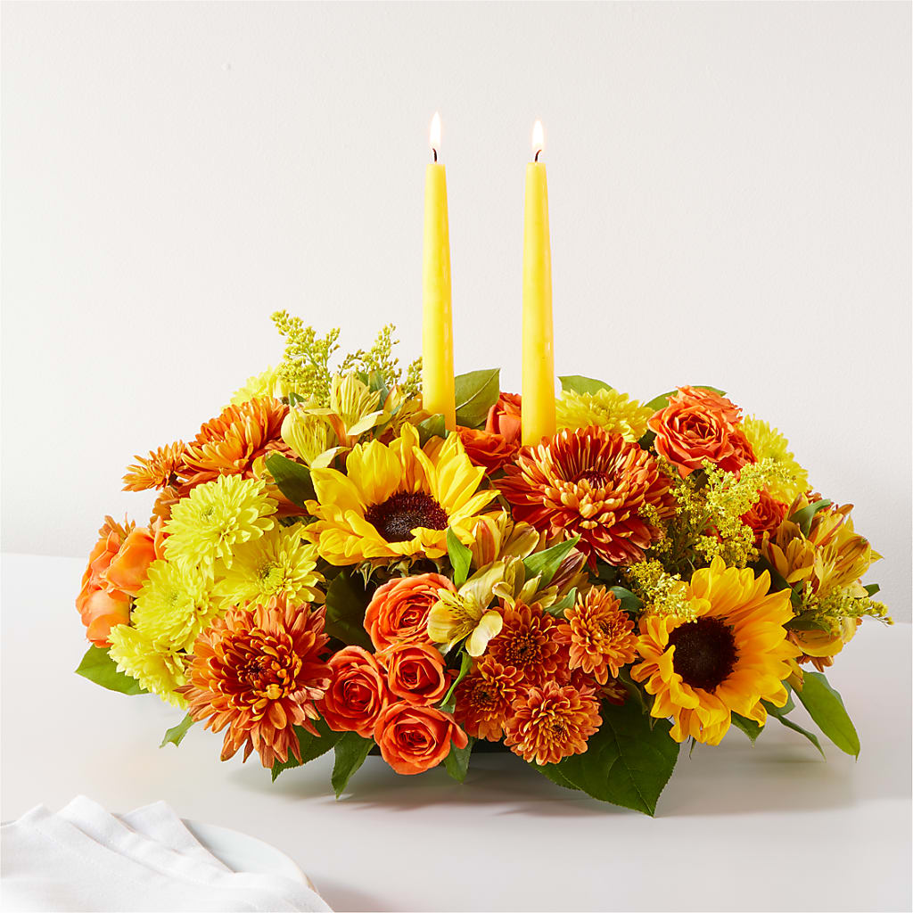 Autumn Harmony Centerpiece – Tinys Flowers, Lansing IL