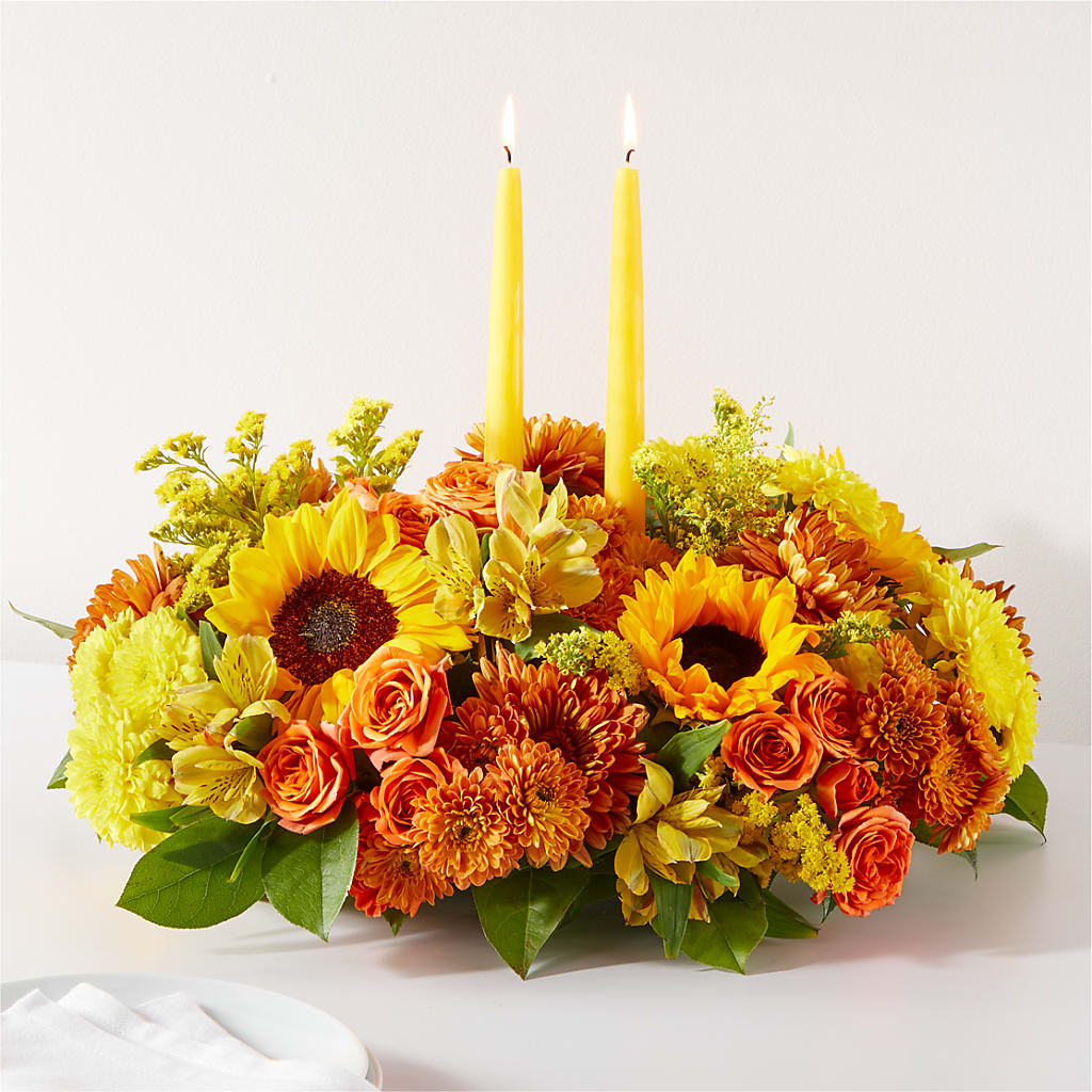 Autumn Harmony Centerpiece – Tinys Flowers, Lansing IL