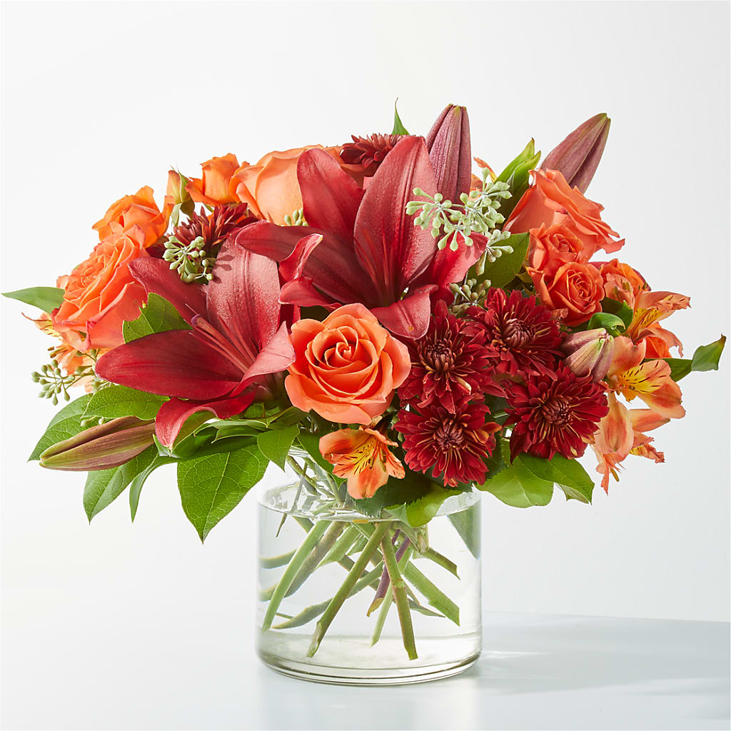 Crimson Leaves Bouquet – Tinys Flowers, Lansing IL