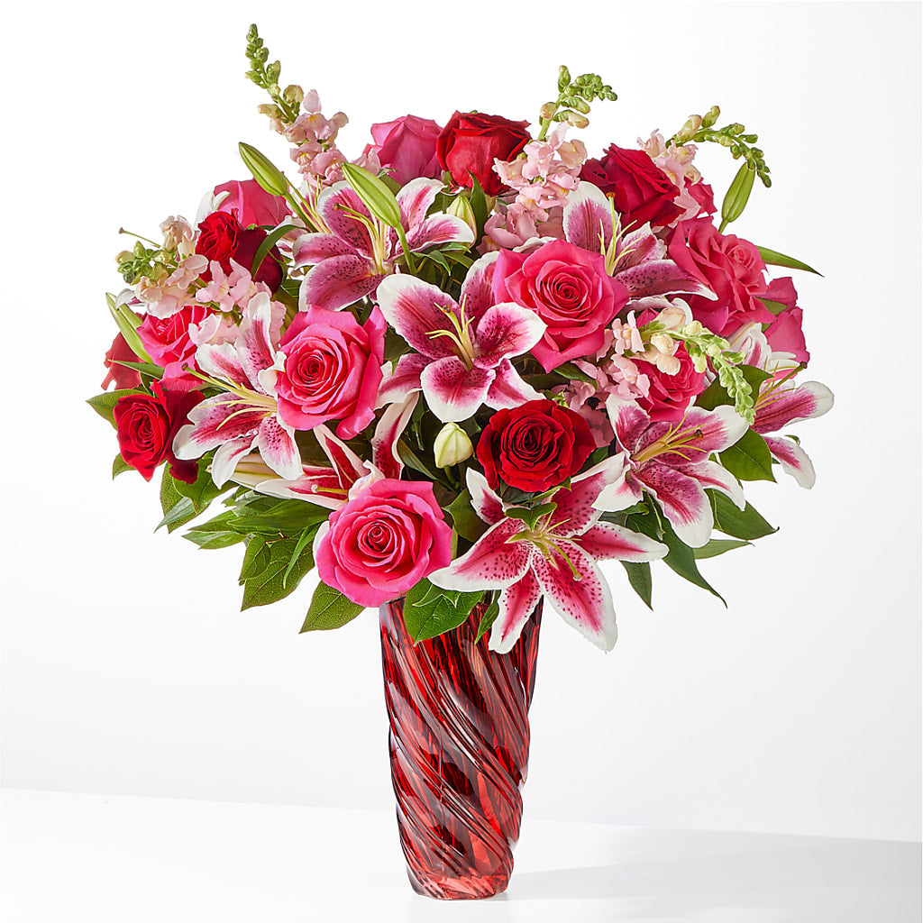 Always You Bouquet with Luxe Swirl Vase – Tinys Flowers, Lansing IL