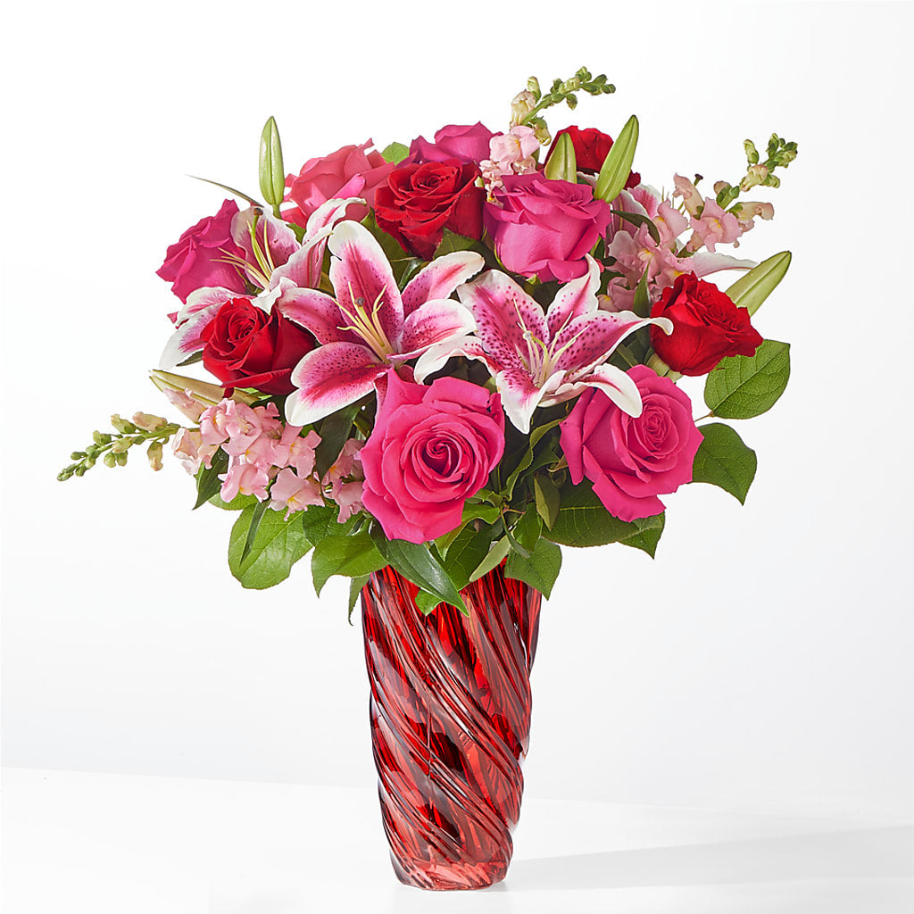 Always You Bouquet with Luxe Swirl Vase – Tinys Flowers, Lansing IL