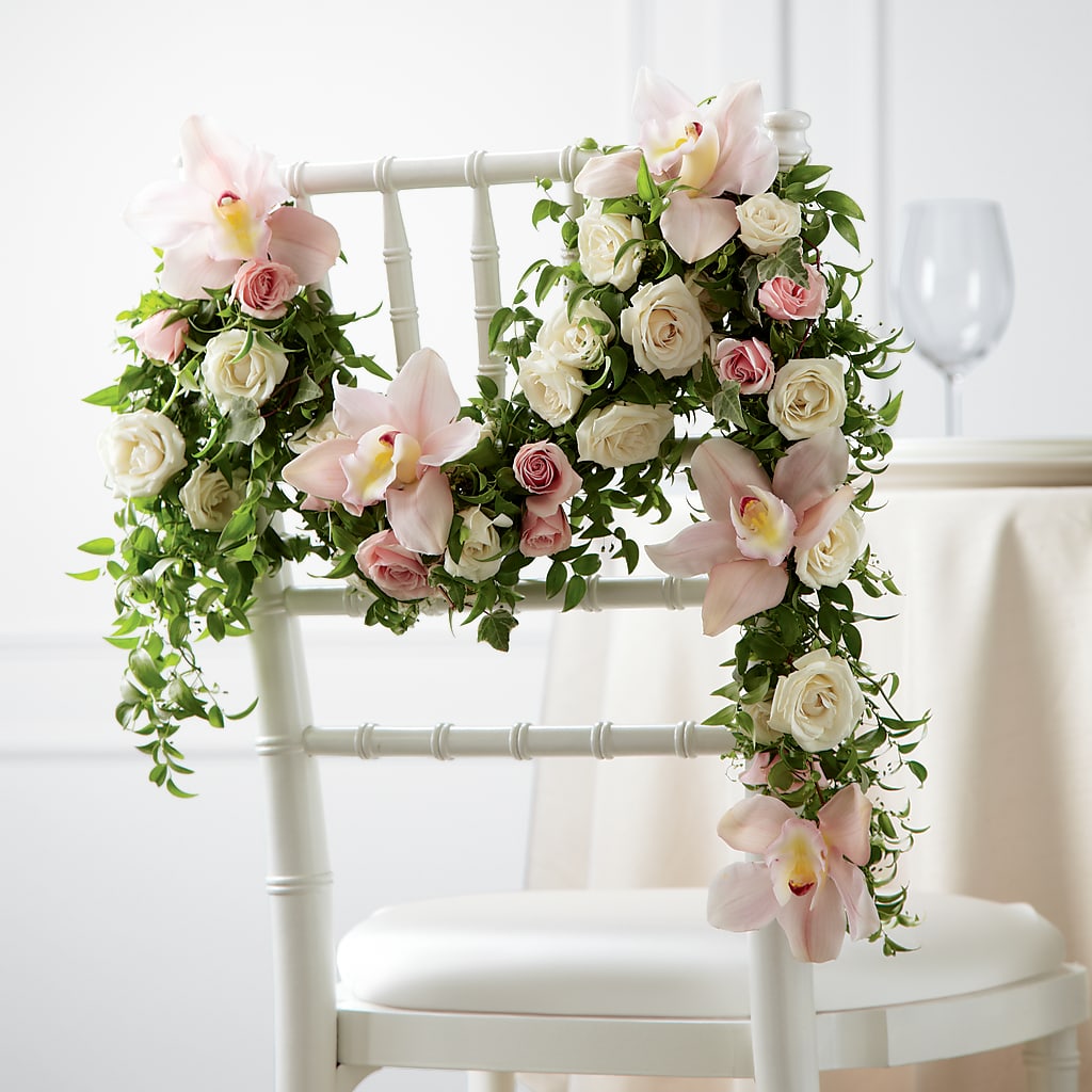 Orchid Rose Chair Décor – Tinys Flowers, Lansing IL