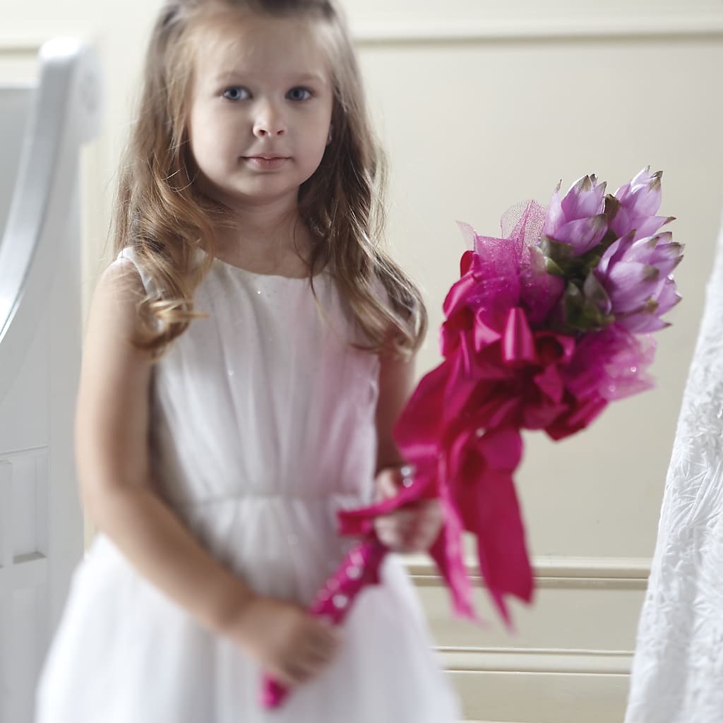 Sparkle Pink Flower Girl Bouquet – Tinys Flowers, Lansing IL