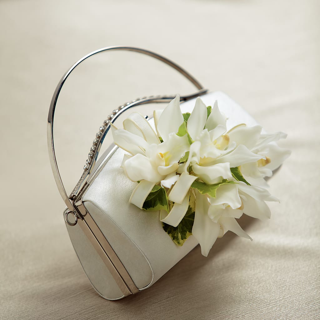 White Purse Decor – Tinys Flowers, Lansing IL