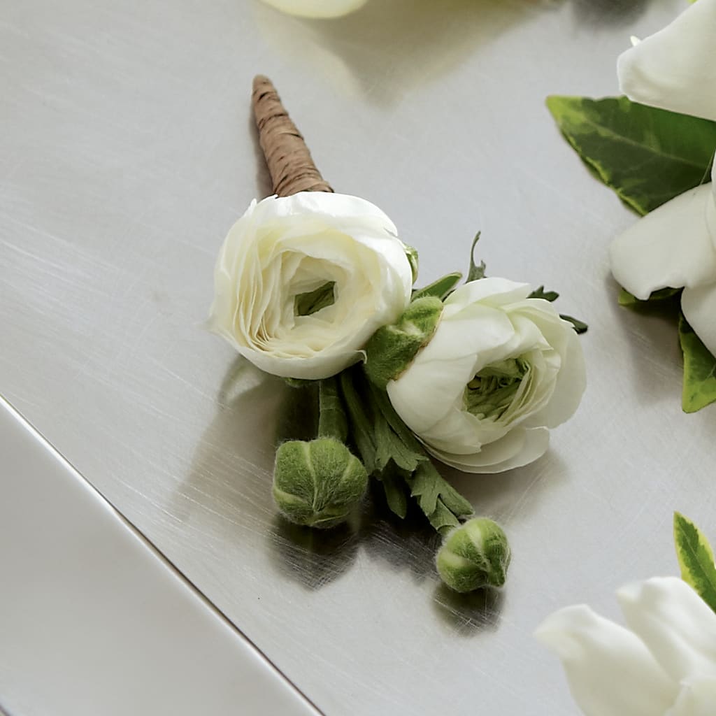 White Ranunculus Boutonniere – Tinys Flowers, Lansing IL