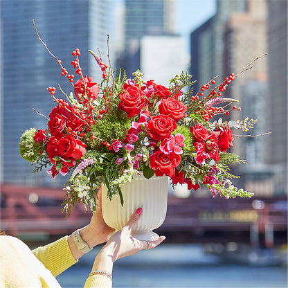 Big Red Bow Bouquet –  Tinys Flowers, Lansing IL