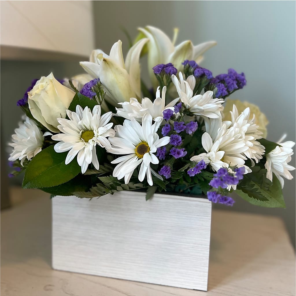 Beyond Blue Box Bouquet –  Tinys Flowers, Lansing IL