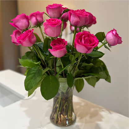 Long Stem Pink Rose Bouquet –  Tinys Flowers, Lansing IL