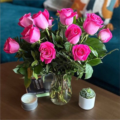 Long Stem Pink Rose Bouquet –  Tinys Flowers, Lansing IL