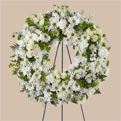 Faithful Wishes Wreath –  Tinys Flowers, Lansing IL