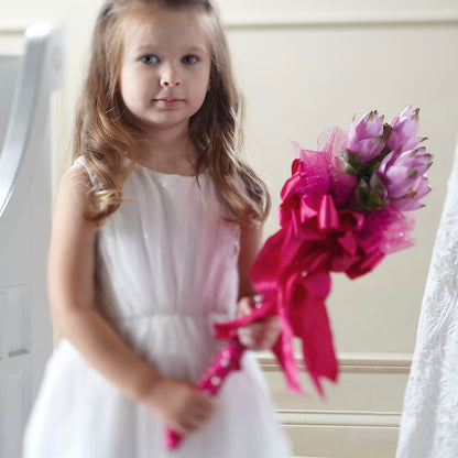 Sparkle Pink Flower Girl Bouquet –  Tinys Flowers, Lansing IL